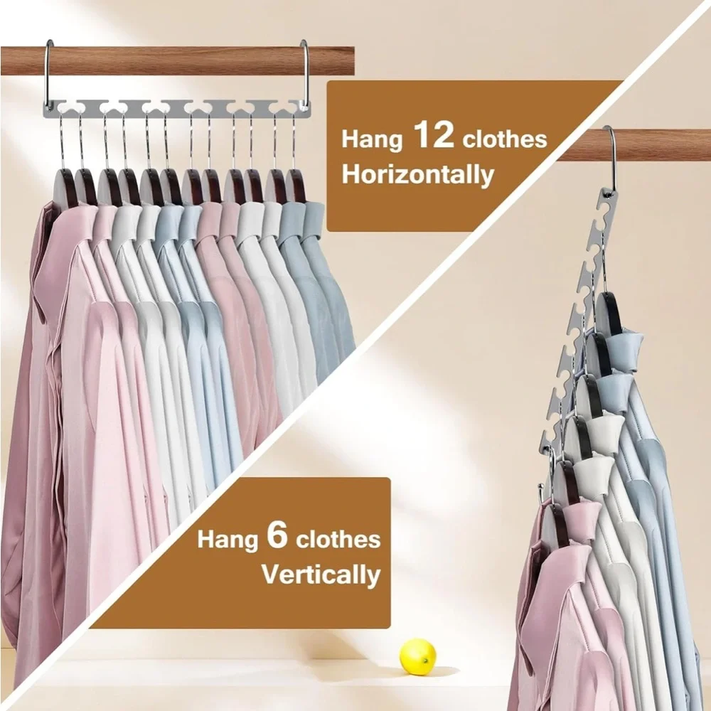 Space Saving Sturdy Cascading Silver Metal Hangers Closet Organizer Pack of 4
